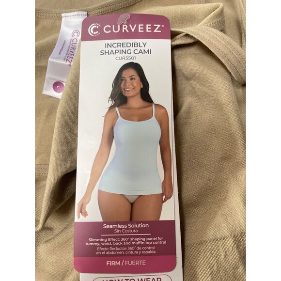 Curveez® Incredibly Shaping Cami Shapewear Nude Tan Beige Sz LG  CUR3501 - Picture 9 of 10